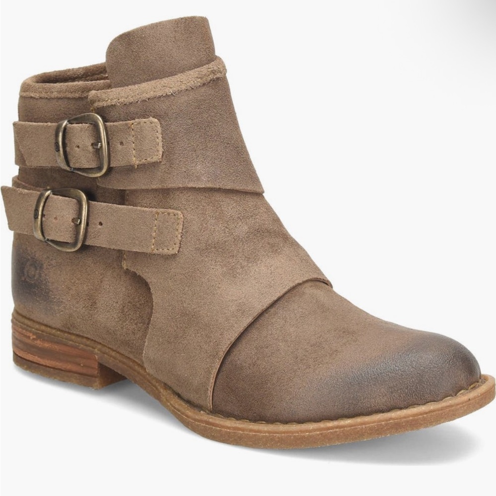 NEW Born Distressed Taupe Leather Ankle Booties Boots Brown Tan Women’s 8 M NIB - Picture 2 of 13